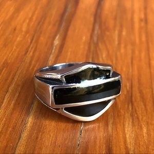 Harley Davidson Stainless Steel and Enamel Ring